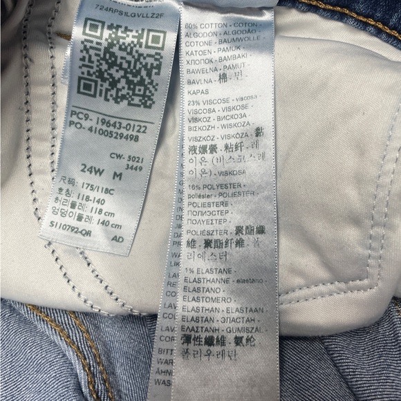 Levi’s Distressed Raw Hem Shaping Skinny Jeans Sz 24W - Picture 4 of 8